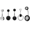 Conjunto de 5 pcs Anéis de umbigo CZ Acrílico Barble Button Anéis Piercing Piercing Presentes da Jóia Fashionable para Homens e Mulheres