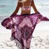 Bohemian Style Summer Purple Kimono Cardigan Casual Fashion Boho Hippie Embroidery Tassel Ladies Shirts Women Tops LJ200811