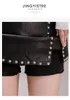 Novo design moda feminina alta cintura pu pU rebites de retalhos de retalhos sexy jag skirt skirt skirt corto plus size smlxlxxl3xl