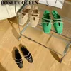 Slippers Spring Slippers Women Brand Slide Lady Flat Square Toe Mule Fashion Crystal Rhinestone Candy Color Outdoor Green Flip Flops 220307