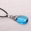 Hanger Kettingen Mengtuyi Sieraden Licht Blauwe Gems Stone Necklace Cartoon Water Drop Verklaring Dames Leren Keten Ornament