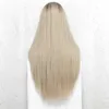 Натуральные детские волосы прямые блондинки Оммре синтетические парики косплей ручной привязки полные кружевные парики термостойкие волокна партии двух тона