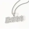 Iced Out CZ Diamond Letter Boss Pendant Necklace Gold Silver Plated Mens Hip Hop Jewelry Gift2580