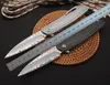 Продвижение Flipper складной нож Damascus Steel Blade Blade / серебристая ручка из нержавеющей стали Открытый EDC карманные подарочные ножи