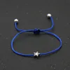 20pcs Antique Silvers Star Pentagram Charm Bracelets for Women Men Lucky Red Rope Thread String Adjustable Braid Bracelet