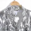 Women's Tassel Sequin Jacket Autumn Winter Streewear Rock bf Retro Långärmad silver reflekterande jacka Women Outwear Tops 201210