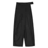 [Eam] taille haute noir fendu joint plissé long pantalon large nouveau pantalon coupe ample femme mode printemps été 1U360 201113