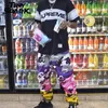 Tri Color Camo Patchwork Cargo Pants Men بنطلون تكتيكي فضفاض الهيب هوب غير الرسمي متعدد الجيب بانت التمويه الشارع 201128