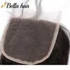 Bella Hair HD Lace Closure 4x4 100 Human Virgin Hair Closure Middle Thire Part Top Top Elovices مع Hair Hair Natural Color1922298