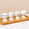 楽しい白い磁器の卵カップのベーシックな朝食の食器子供の子供たちの子供たちの漫画動物のベアの心のデザインイエローピンクブルーパープル