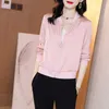 Giacca primaverile Moda donna Solido Raso Rosa Cappotto leggero Manteau Femme Giacche basic Bomber Slim Capispalla Giacca a vento 201026