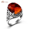 Palais Bijoux De Mode Grands Anneaux Ovale Vintage 12.6ct Brun Ambre Pierre Véritable Bague En Argent 925 pour Femmes Anneaux En Argent Tibétain