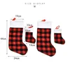 Christmas Stockings Plaid Buffalo Plush Socks Hanging Pendant Stocking for Family Holiday Xmas Party Decoration HH9-3651