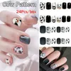 Vache imprimé faux ongles noir blanc cercueil noir