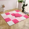 10 pcs DIY Nordic Velvet Floor Tapete Tapete Quarto Shaggy Tapetes Sala de estar Área Suave Área Tapete Crianças Criança Patchwork Plush 220301