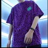 2020 Hip Hop Streetwear T-shirt surdimensionné imprimé léopard Harajuku T-shirt d'été à manches courtes Tops Tee coton violet lâche T-shirt LJ200827