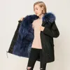 QC1879 Розовый Java Эксклюзивный материал Fox Fur Clined Parka 201103