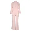 2020 Moda damska Pantsuit Pink Business Classic One-Breasted Buttons Nine Blazer Pants Set Two Piece Formalne Garnitury Żółte