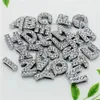 10mm A-Z Full Rhinestone Slide Letters Pendants 26 Svenska Alfabet Brev Charm Pendants Kvinnor Man DIY Wristband Armband Halsband