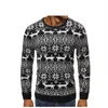 Autumn and Winter Christmas Mens Fashion Safe Deer Print Casual Round Neck Slim Pullover Sweater Sweater Asian Size 201221