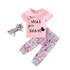 Barn flickor tecknade kläder 6 stil bokstav tryckt toppar spädbarn tshirts kostym småbarn randiga blommor byxor baby flickor kläder set4732306