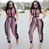Plus Size Summer Bodycon Boho Striped Jumpsuit Womens Body Mujer Overall Rompers Womens Jumpsuits Streetwear DN8055 T200509