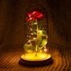 Romantisk Eternal Rose Flower Glass Cover Skönhet och Beast Led Batterilampa Födelsedag Valentinsdag Morgåva Heminredning T200903