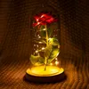 Romantisk Eternal Rose Flower Glass Cover Skönhet och Beast Led Batterilampa Födelsedag Valentinsdag Morgåva Heminredning T200903