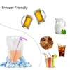 Bolsa de plástico para beber Frascos Contenedor de jugo Bolsa de licor a prueba de fugas Bolsas de matraz reutilizables Transparente plegable con embudo Irqio9392981