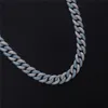 15mm 16/18/20/22/24inch White Gold Plated Ice Out Bling CZ Cuban Chain Necklace Bracelet for Men Women