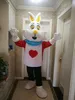 Hot high quality Real Pictures Love on clothes Bunny mascot costume free shipping