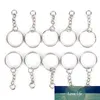 Chaveiro em branco chapado de prata chaveiro chaveiro Split anel keyfob titular chave anéis mulheres homens DIY Chaveiro acessórios