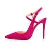 Летние женские сандалии на шпильке с красной подошвой. Обувь Jenlove. Натуральная кожа, замша, 100 мм. Ремешок с острым носком. Туфли телесного цвета на высоком каблуке с красной подошвой.