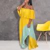 Femmes Slash Cou Plissé Maxi Robe D'été Hors Épaule Sexy Robe De Soirée Élégante Robe De Soirée Formelle Robes Robes T200522