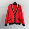 Изящный свитер кардиган пальто женские новый год новый стиль красная весенняя одежда модный свитер короткие вершины мода 201031