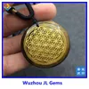 Collane a sospensione 40 mm di alta qualità in pietra naturale Obsidian o Tiger's Eye Flower of Life with Cord Collace1295W