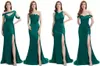 Новая африканская темно -зеленая сексуальная сексуальная длинная платья подружки невесты боковой раздел для свадеб русалка.