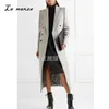 Winter Women Wool Elegant Warm Long Office Coat Korean Style Fashion Womens Coats 201215