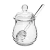 250ml Glass Honey Pot Clear Jam Jar Set with Dipper and Lid Kitchen Sotrage Bottle for Home Kitchen Use1