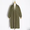 Chicever Korean Plaid Cotton Coat for Women Lapel Collar Lantern Sleeve Oversize Loose Long Female Parkas Winter 201214