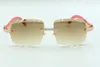 21 Newest style natural red wood temples sunglasses 3524020, cutting lens endless diamonds glasses, size: 58-18-135mm