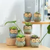 Un jeu de dessin animé de dessin animé chouette en forme de plante succulente plante céramique pot en céramique maison jardin bureau décoration styles aléatoires plantes en pot