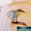 Trendy Luxury Big 925 Sterling Silver Engagement Ring for Women and Ladys Christmas Gifts with Cushion Zirconia Wedding R4898