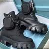 Homens Rois Rois Nylon Pano Botas de Combate Top Monolith Couro Ankle Martin Bota com bolsa de batalha Sapatos de borracha Plataforma de plataforma Sapato tamanho grande