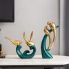 Abstract Ceramic Sculpture Golden Statue Modern Home Decoration Living Room Desktop Office Accessories Crafts Gift 220329