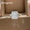 Pansysen Real 925 Sterling Prata Radiant Corte Criado Moissanite Citrine Gemstone Ajustável Anel de Diamante Diamante Anéis B1205