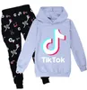 Tik Tok Set For Big Boy Girl Tracksuit Clothes Autumn Winter Tiktok Kid Hooded Sweatshirt+Print Pant 2 PC Outfit Children Sport Suit