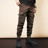 Pantalons pour hommes Hommes d'hiver Noir Multi Pocket Cargo Hommes Streetwear Hip Hop Casual Slim Fit Pantalon en coton