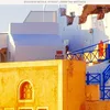 3D Tapeta salon Improvement Nowoczesne malowanie ściany tła Mural Silk Paper Greek Santorini Love Sea1