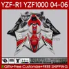 Corpo da motocicleta para Yamaha YZF-R1 YZF-1000 YZF R1 1000 CC 2004-2006 Bodywork 89NO.53 YZF R1 1000CC YZFR1 04 05 06 YZF1000 2004 2005 2006 Vermelho Branco OEM Fairings Kit